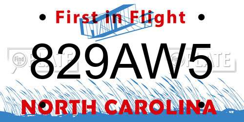 829AW5 North Carolina License Plate
