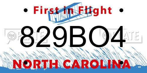 829BO4 North Carolina License Plate