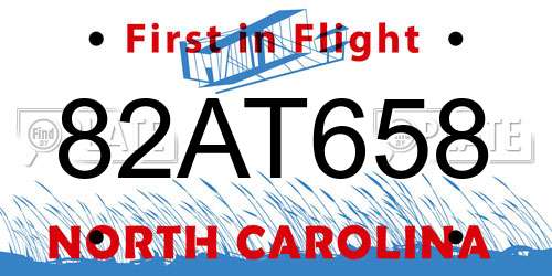 82AT658 North Carolina License Plate