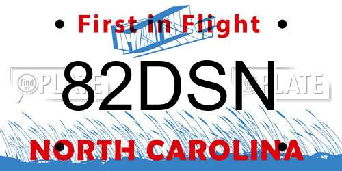 82DSN North Carolina License Plate
