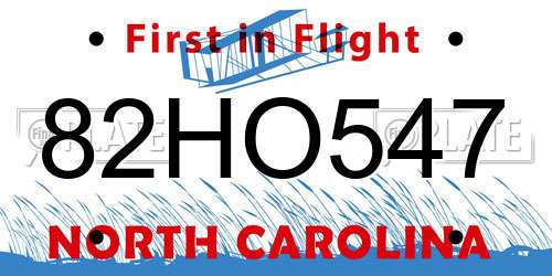 82HO547 North Carolina License Plate