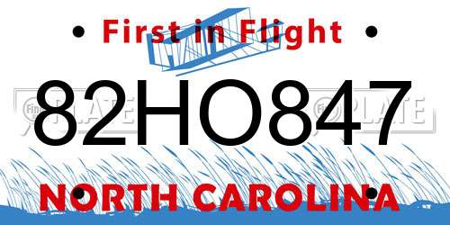 82HO847 North Carolina License Plate