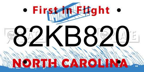 82KB820 North Carolina License Plate