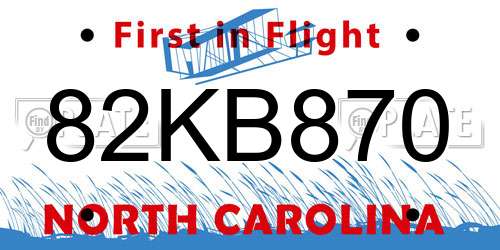 82KB870 North Carolina License Plate