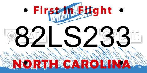 82LS233 North Carolina License Plate