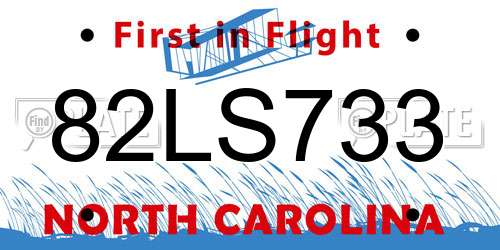 82LS733 North Carolina License Plate