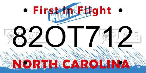 82OT712 North Carolina License Plate