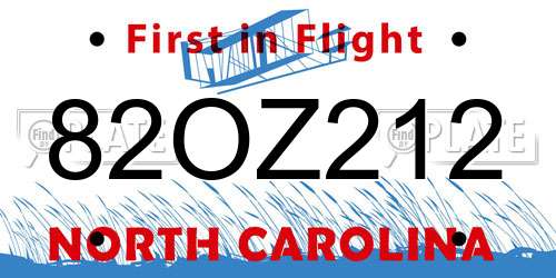 82OZ212 North Carolina License Plate