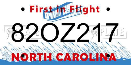 82OZ217 North Carolina License Plate