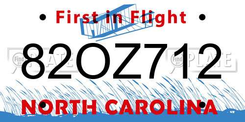 82OZ712 North Carolina License Plate