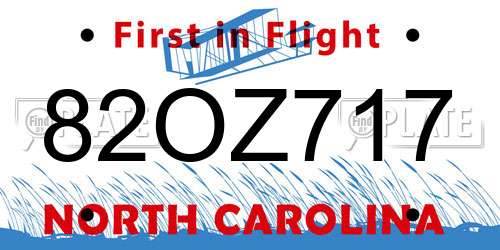 82OZ717 North Carolina License Plate