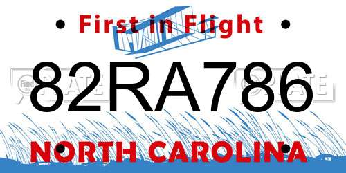 82RA786 North Carolina License Plate