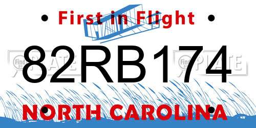 82RB174 North Carolina License Plate