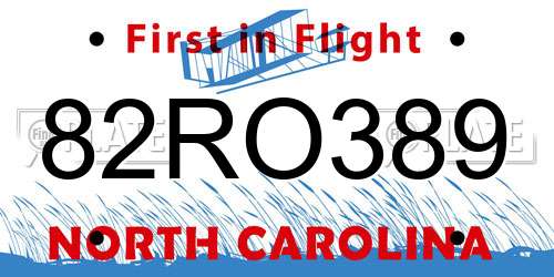 82RO389 North Carolina License Plate