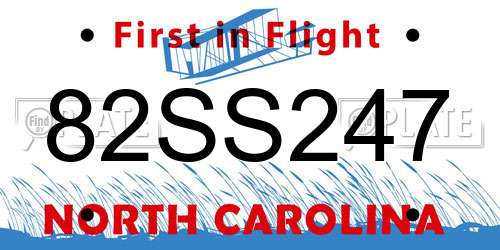 82SS247 North Carolina License Plate