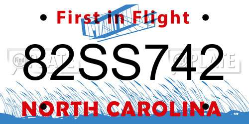 82SS742 North Carolina License Plate