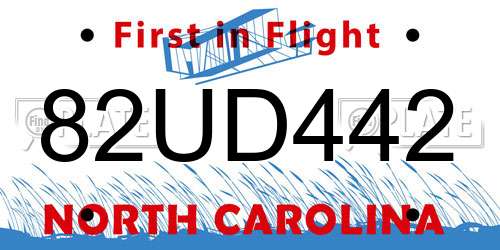 82UD442 North Carolina License Plate