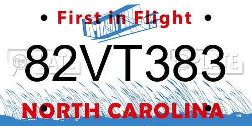 82VT383 North Carolina License Plate