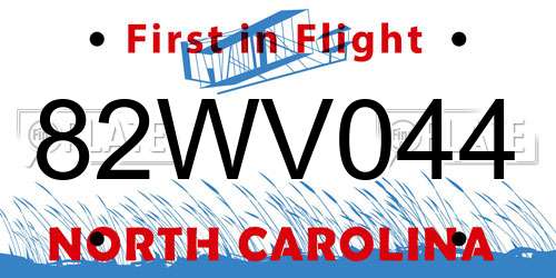82WV044 North Carolina License Plate