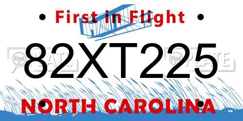 82XT225 North Carolina License Plate