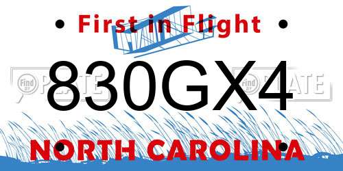 830GX4 North Carolina License Plate