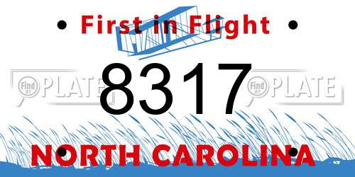 8317 North Carolina License Plate
