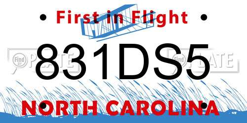 831DS5 North Carolina License Plate