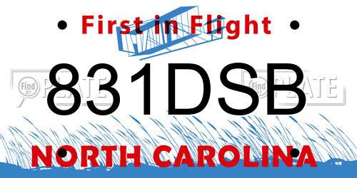 831DSB North Carolina License Plate