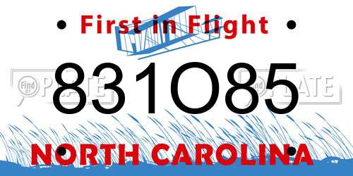 831O85 North Carolina License Plate