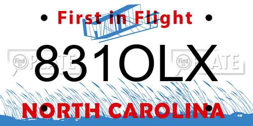 831OLX North Carolina License Plate