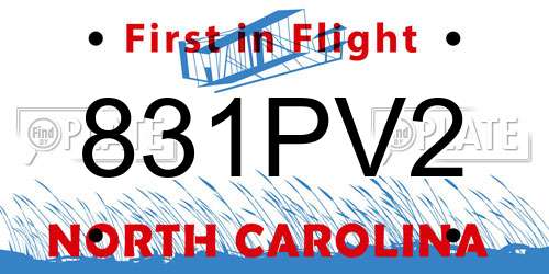 831PV2 North Carolina License Plate