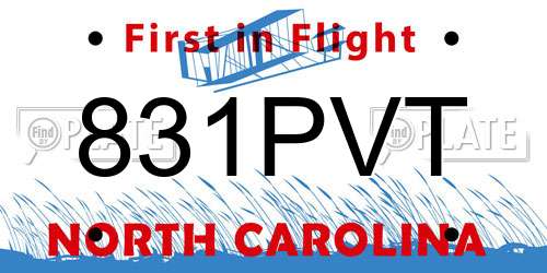 831PVT North Carolina License Plate