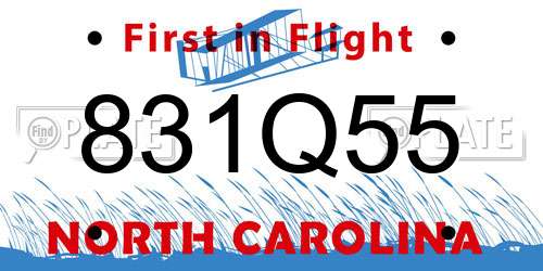 831Q55 North Carolina License Plate