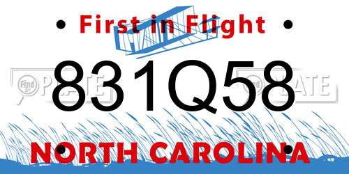 831Q58 North Carolina License Plate