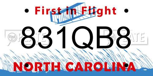 831QB8 North Carolina License Plate