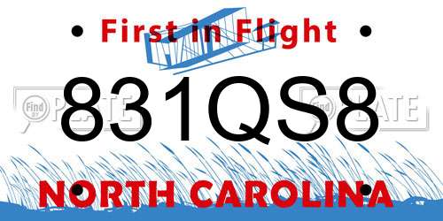 831QS8 North Carolina License Plate