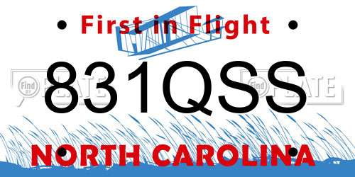 831QSS North Carolina License Plate