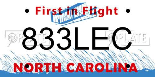 833LEC North Carolina License Plate
