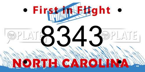 8343 North Carolina License Plate