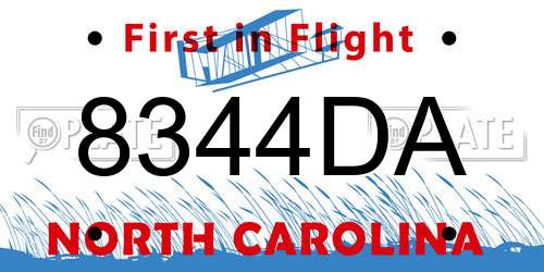 8344DA North Carolina License Plate