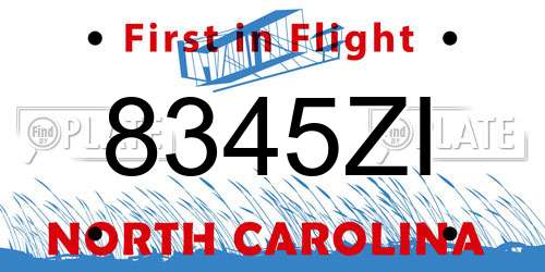 8345ZI North Carolina License Plate
