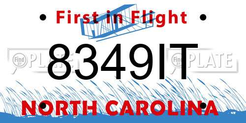 8349IT North Carolina License Plate