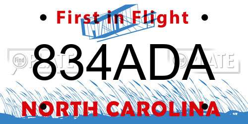 834ADA North Carolina License Plate