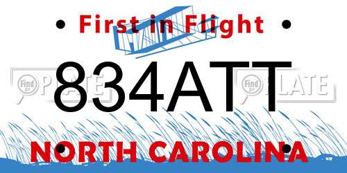 834ATT North Carolina License Plate