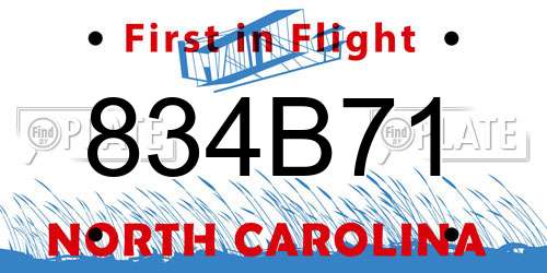 834B71 North Carolina License Plate