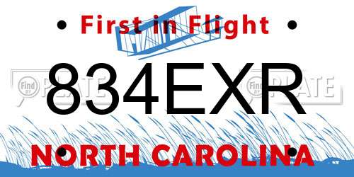 834EXR North Carolina License Plate