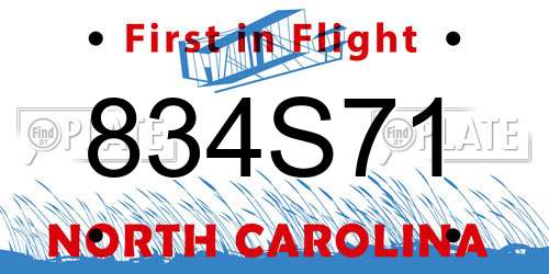 834S71 North Carolina License Plate