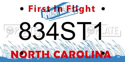 834ST1 North Carolina License Plate