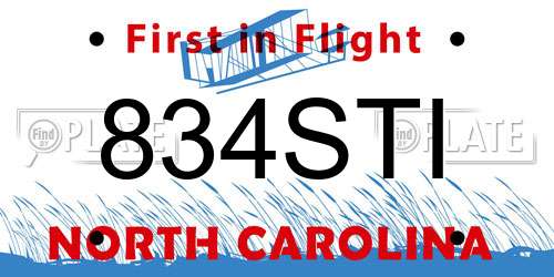 834STI North Carolina License Plate