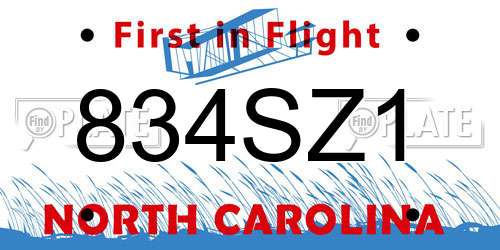 834SZ1 North Carolina License Plate